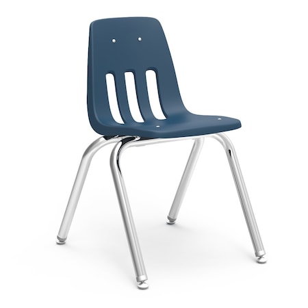 Virco 9000 Series 16" Classroom Chair, 2nd Grade - 4th Grade with Nylon Glides - Navy Seat 9016